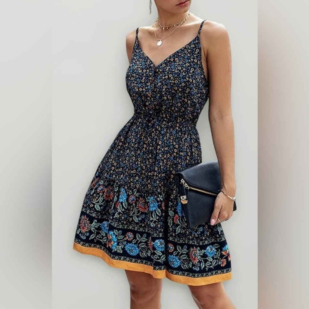 Pretty garden Boho lined floral dress
